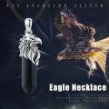 wholesale 925 Sterling Silver Eagle Head Black Onyx Crystal Point Pendant Necklace-0-4