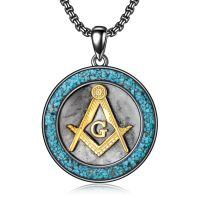 wholesale 925 Sterling Silver Masonic Compass Square Necklace-Masonic