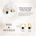 wholesale 925 Sterling Silver Gold-Plated Black Onyx Huggie Hoop Earrings - Vintage Filigree  for Women-0-4