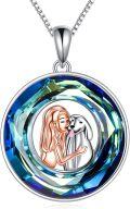 wholesale 925 Sterling Silver Round Blue Crystal Dog & Girl Locket Necklace Pendant s for Women-0-0