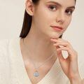 wholesale 925 Sterling Silver White Gold Plated Turquoise Cactus Mountain Moon Star Pendant Necklace-0-4