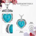 wholesale 925 Sterling Silver Heart-Shaped Turquoise Pendant Necklace for Women-0-5