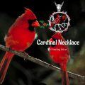 wholesale 925 Sterling Silver Heart-Shaped Garnet and Cardinal Bird Pendant Necklace - Valentine's Day Gifts for Her-0-5