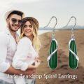 wholesale 925 Sterling Silver Green Jade Twist Drop Earrings for Women-0-1