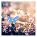 wholesale 925 Sterling Silver Blue Opal Butterfly Pendant Necklace For Women-0-5
