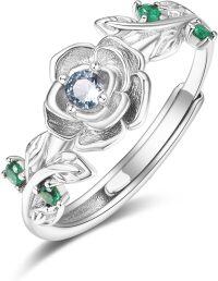 wholesale Sterling Silver Rose Gold Adjustable Rose Ring for Women-Silver-03-Mar