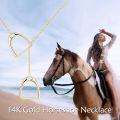 wholesale 14k Yellow Gold Horse Stirrup Pendant Necklace for Women 18 Chain Length-0-4