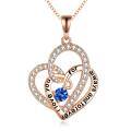 TOUPOP Sterling Silver Rose Gold Plated Birthstone Crystal Heart Necklace-0-0
