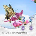 wholesale 925 Sterling Silver Purple Blue Green Teardrop Gemstone Drop Earrings-0-3