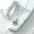 wholesale 925 Sterling Silver Compass Eye Pendant Necklace Evil Eye Protection  for Women Girls-0-2
