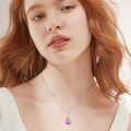 TOUPOP Sterling Silver Pink Tourmaline Marigold Pendant Necklace-0-2