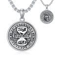 wholesale 925 Sterling Silver Round Pendant with Raven and Hourglass Design - Memento Mori Necklace for Men Women Gifts-0-0