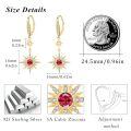 wholesale 925 Sterling Silver Gold-Plated Moonstone & Opal Starburst Leverback Drop Earrings-0-135
