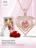wholesale S925 Sterling Silver & 18K Rose Gold Plated Tourmaline Birthstone Necklace for Women - I Love You Mom Engraved Romantic Gift for Mom, Grandma-0-4