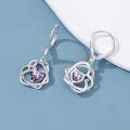 TOUPOP Sterling Silver Birthstone Double Heart Leverback Earrings-0-4