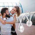 wholesale 925 Sterling Silver Celtic Knot Pearl Drop Dangle Leverback Earrings White Gold Plated-0-5