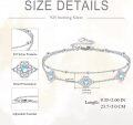 wholesale 925 Sterling Silver Flower Patterned Chain Anklet with Blue Stone Accents for Women-0-3
