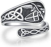 wholesale 925 Sterling Silver Spoon Rings Adjustable Thumb Rings Vintage Jewelry Gifts for Women Men-Knights Templar