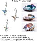 wholesale 925 Sterling Silver Dreamboat Hummingbird Leverback Earrings with Abalone Shell Dangle Drops for Women s-0-2
