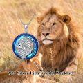 wholesale 925 Sterling Silver Blue Crystal Lion Head Pendant Necklace-0-4