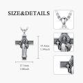 wholesale 925 Sterling Silver Saint Benedict Cross Pendant Necklace  with Chain - Religious Protection Charm Jewelry for Men-0-4