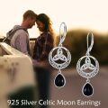wholesale 925 Sterling Silver Celtic Trinity Knot Drop Earrings With Black Onyx Stones-0-2