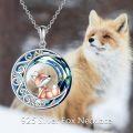 wholesale 925 Sterling Silver Round Blue Crystal Fox Pendant Necklace-0-5