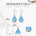 wholesale 925 Sterling Silver Blue Opal Teardrop Owl Dangle Earrings for Women Girls  4cm Long-0-2