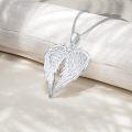 wholesale 925 Sterling Silver Angel Wings Pendant with Cubic Zirconia Charm Necklace for Women-0-2