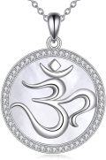 wholesale 925 Sterling Silver Om Symbol Pendant with Cubic Zirconia Circle Chain Necklaces for Women Gifts-0-0