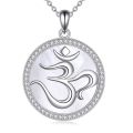 wholesale 925 Sterling Silver Om Pendant Necklace Wholesale With Mother Of Pearl And Crystal-0-0