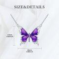 wholesale 925 Sterling Silver Blue and Purple Enamel Butterfly Pendant Necklace for Women-0-3