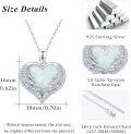 wholesale 925 Sterling Silver White Fire Opal Heart with Wings Pendant Necklace for Women Gifts-0-1