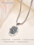 wholesale 925 Sterling Silver St. Florian Medal Necklace with Cross and Greek Key Design - Religious Gift for Men Women-0-3