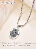 wholesale 925 Sterling Silver St. Florian Medal Necklace with Cross and Greek Key Design - Religious Gift for Men Women-0-3