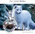 wholesale 925 Sterling Silver Rainbow Crystal Fox Head Pendant Necklace for Women-0-5