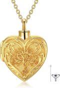wholesale Gold/Silver Heart Tree of Life Urn Necklace for Ashes Keepsake Memorial Jewelry with Funnel and Fill Tool-0-0