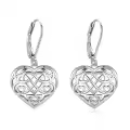 wholesale 925 Sterling Silver Celtic Knot Heart Drop Earrings for Women Girls  4cm Long-0-0