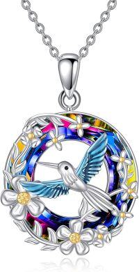 wholesale  925 Sterling Silver & Crystal Hummingbird Women's Necklace, Elegant Jewelry Gift for Her-Hummingbird