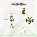 wholesale Gold 925 Sterling Silver Ankh Cross Pendant Necklace with Hieroglyphics and Symbols-0-2