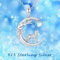 wholesale 925 Sterling Silver Crescent Moon Wolf Howling Pendant Necklace With Moonstone-0-5