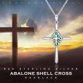 wholesale 925 Sterling Silver Abalone Shell & Malachite Stone Inlay Cross Pendant Necklaces for Women and Girls s 48cm Chain Length-0-4