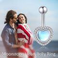 wholesale 925 Sterling Silver Moonstone & CZ Daisy Belly Ring – Elegant 10mm-11mm Heart Design for Daily, Beach, Party – Hypoallergenic, Gift Ready-0-1