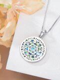 wholesale 925 Sterling Silver Celtic Symbols Pendant Necklace with Blue Shell Inlay and Hexagram Design-0-5
