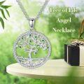 wholesale 925 Sterling Silver Green Crystal Tree of Life Charm Pendant Necklace for Women Girl's Mother Day Gifts-0-4