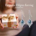 wholesale 925 Sterling Silver Turquoise Teardrop Dangle Earring with Filigree Design-0-4
