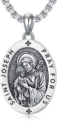 wholesale 925 Sterling Silver  Saint Joseph Medal Pendant Necklace for Men & Women-H-St Joseph Necklace