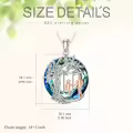 TOUPOP Sterling Silver Blue Crystal Father Daughter Pendant Necklace Gift-0-2