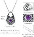 wholesale 925 Sterling Silver Teardrop Purple Stone Keepsake Jewelry Box Ashes Holder Memorial Urn Necklace for Women and Girls 43cm Chain Length (Purple)-0-5