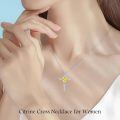 TOUPOP Sterling Silver Citrine Cross Pendant Necklace For Women-0-1